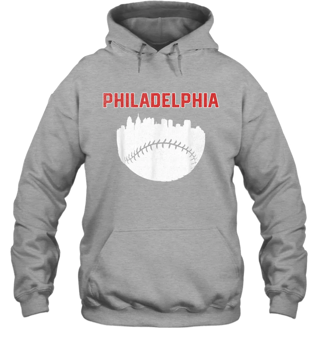 Vintage Fan Philadelphia PA Cityscape Baseball Retro  Hoodie