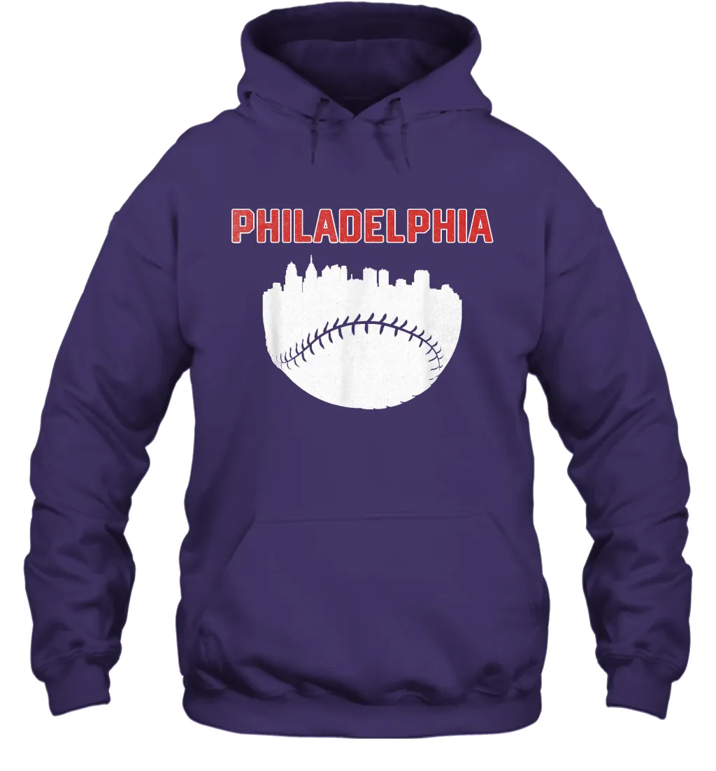 Vintage Fan Philadelphia PA Cityscape Baseball Retro  Hoodie